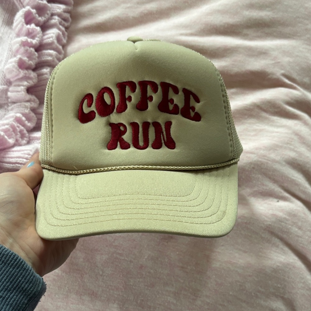 Coffee Run Beige Trucker Hat